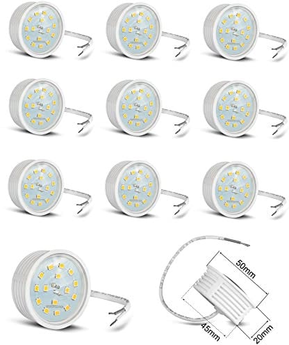 JungesLicht 10x Ultra flaches LED Modul 230V 5W 400lm 3000K warmweiß, Ersatz für GU10/MR16, 50mm Durchmesser, nur 23mm lang, für Deckenspot Einbaustrahler, nicht dimmbar
