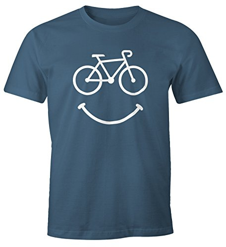 MoonWorks Fahrrad Herren T-Shirt Smile Happy Bike Radfahren Fun-Shirt