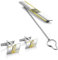 Herren Manschettenknöpfe Und Krawattenklammer Set Aus Sterlingsilber 925 Mit Goldfarbenen Akzenten