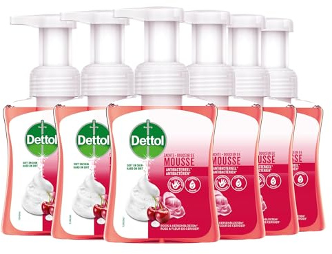 Dettol Handseife Schaum Weiche Mousse Rose und Kirschblüte Duft 6 x 250 ml Großpackung