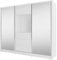 Furniture24 Schwebetürenschrank Tv 250, Kleiderschrank, Media Schrank, Schlafzimmerschrank mit Spiegel, Kleiderstange, 3 Schubladen und Tv Fach (Weiß)