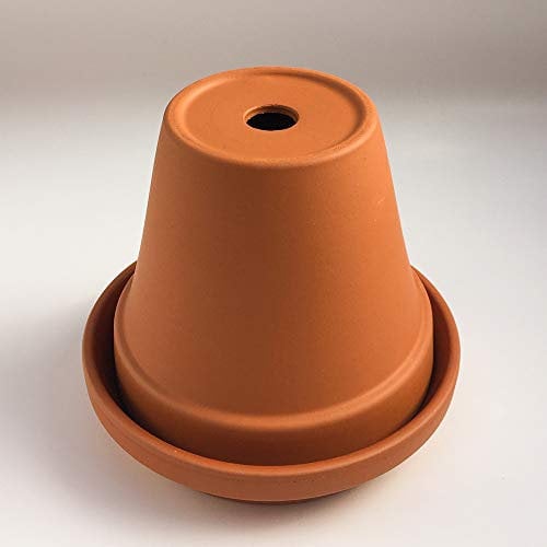 Weston Mill Pottery Terracotta Flower Pot Ashtray (13cm diameter pot) Unglazed Saucer [F13/S15]
