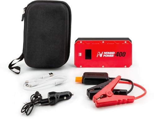 GYS, Nomad Power 400, Démarreur/Booster Batterie Lithium Portable 1200A, Véhicules 12V (Moto, Voiture), Démarrage Sécurisé, Batterie Externe 3Ah (PowerBank), Lampe LED, Ecran LCD