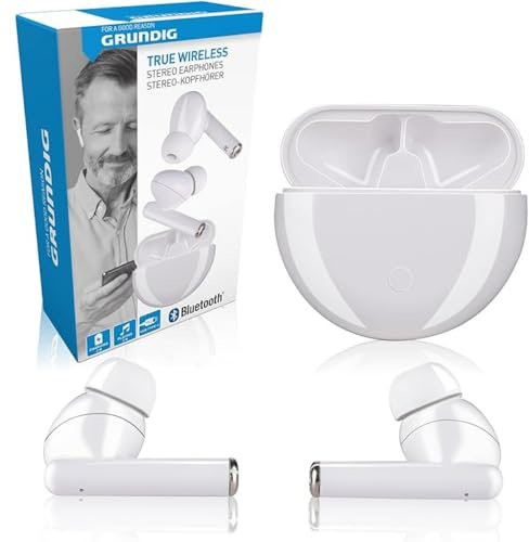 GRUNDIG True Wireless Bluetooth Kopfhörer - 5 Stunden Spielzeit - USB C Ladefunktion - Weiß