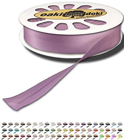 Sandras-Bastelladen Schrägband/Einfassband Satin gefalzt 20m x 20mm 106-Helles Flieder