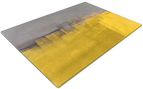 Glass Chopping Board 50 x 40 | Kitchen Worktop Protector | Multifunctional Cutting Board | Work Top Savers | Kitchen Accessories | Extra Large | Yellow Grey Design