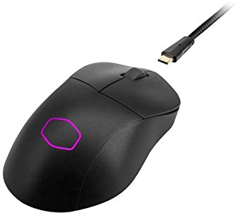 Cooler Master MM731 Mouse da gioco nero con 19.000 DPI regolabile, 2,4 GHz e Bluetooth Wireless, piedini PTFE, illuminazione RGB e software MasterPlus+