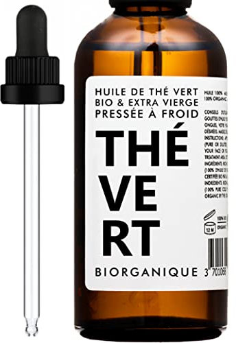 Huile de Thé Vert BIO (Camelia) - 100% Pure, Naturelle, Pressée à froid & Bio - 50 ml - Soin Anti-âge, Peau, Cicatrices et Vergetures.
