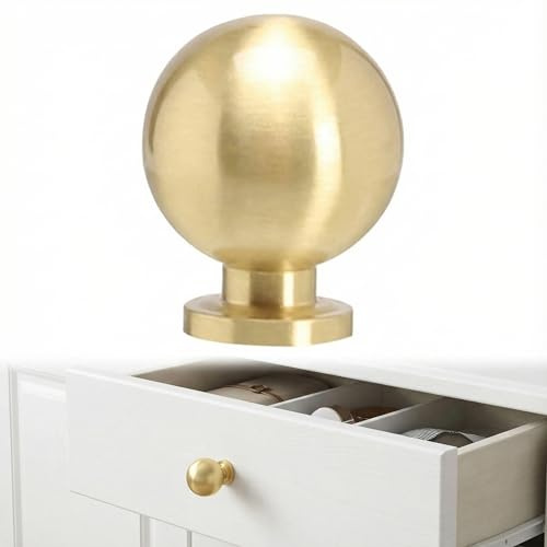 DOITOOL Möbelknopf Messing Gold, Kugelgriff für Schrank und Schublade | Goldfarbener Kugelknopf aus Messing mit Einloch-Montage für Schranktüren, Schubladen, Kommoden und passende Möbel