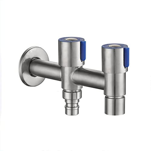 BiaoTeng Wasserhahn Garten Doppelter Auslauf,Wasserhahn Wandmontage Doppel,Universal Doppel Auslaufhahn 1/2 Zoll,Wasserhahn AußEn 1/2 Zoll Edelstahl,Gebürstetes A
