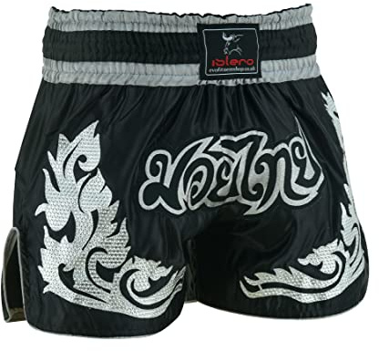 Islero Short Muay Thai MMA Arts Martiaux Grappling Kick Boxing UFC pour Combat en Cage Entraînement Gym Homme Femme Vêtements Équipement, Argenté., XS