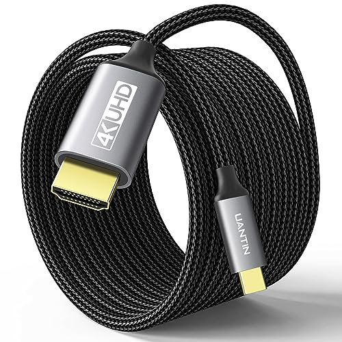 UANTIN Câble USB C vers HDMI 3 m | 4K haute vitesse USB 3.1 Type-C vers HDMI [compatible Thunderbolt 3/4/5] avec MacBook, Galaxy S9 à S24, iPhone 15/16, iPad Pro, iMac, Surface