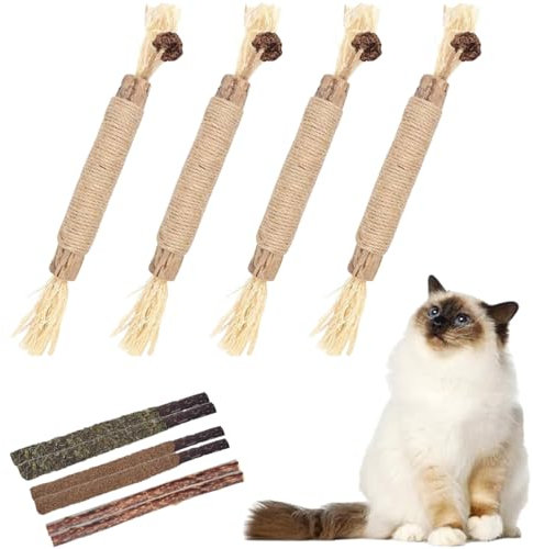WACURRENTHYD Cat Toys 10 Pack - Interactive Kitten Chew Toys with Catnip & Silvervine, Dental Treat Sticks for Teeth Cleaning, Mint Flavor Matatabi Snacks for Indoor Cats, Bunny, Chinchilla