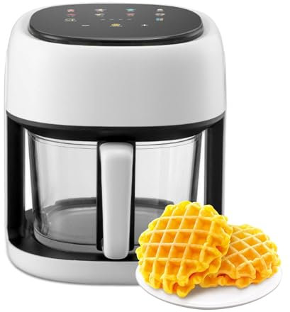 Friteuse À Air Chaud Sans Huile De 4,5 L, 1350 W, Petit Four Sain Avec 8 Préréglages, Écran Tactile LCD Numérique, Fenêtre De Cuisson Visuelle, Panier Antiadhésif (Color : White, Size : 4.5L)
