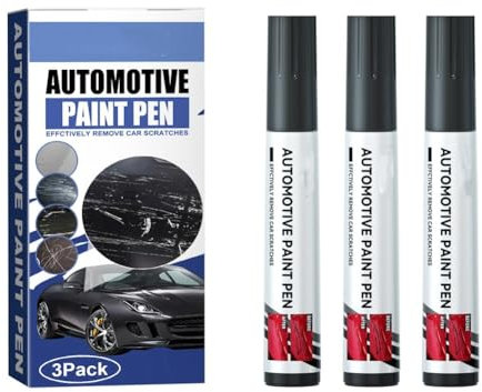 Stylo Retouche Peinture Voiture Noir, 3 Pièces Stylo de Réparation de Peinture Automobile, Stylo de Peinture Marqueur DIY pour Pierre, Verre, Céramique, Bois, Cuir, Plastique, Tissu