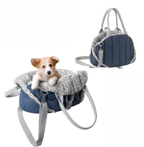 PillowPrim Hundetragetasche, Vertellbar, Schultergurt, Haustiertragetasche, Transport, Katzentasche, Reisetasche, Camping, Tasche, Marineblau, 47x29x32 cm