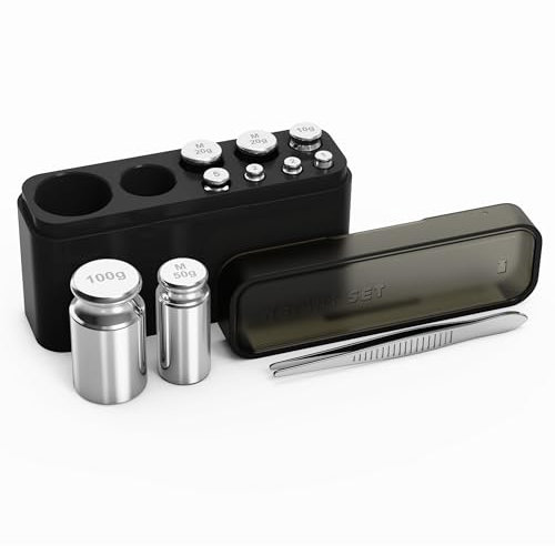 UNIWEIGH Kalibrierungsgewichte 210g,9 PCS Hochpräzisionswaage Kalibrierungsgewichts-Kit 1g 2g 5g 10g 20g 50g 100g mit rostfreier Pinzette für Digitalwaage Gramm, Mg-Waage, Laborwaage