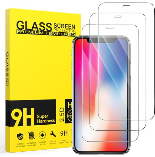 Niphabe 3 Pièces Verre Trempé pour iPhone X/XS, Ultra Résistant Film Protection écran, Anti-Rayures, sans Bulles Film Protection écran avec iPhone X 5.8
