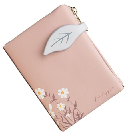 SUNAVY Geldbörse Damen Klein und im Kurzformat Kleines Portemonnaie Damen mit 7 Kartenfächer und Münzfach, Geldbeutel Damen Klein mit Blümchenmuster, Portmonee Damen PU Leder (Rosa)