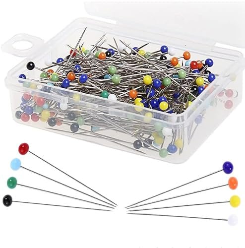 250Pcs Sewing Pins - Glass Head Dressmaking Tools, 38 mm Long Thick Quilting Pins, Glass Ball Dress Making Needles with Storage Box for Dressmaking, Sewing, Crafts (Multicolor)