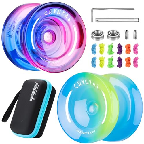 YOSTAR JoJo Kinder K2 Packung 2, Responsive Profi JoJo Mit Leerlauf, Trick Dual Zweck Jo Jo für Kinder, Stunt Jo Jo Unresponsive Jo-Jo Erwachsene, Mit Yo yo Lager, 12 Strings, Fall