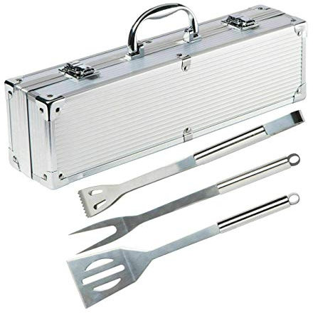 SHENGMIAOHE Premium Grillgeschirr Edelstahl Werkzeuge, 3Pcs Grill Zubehör Bbq Grill Kochgeschirr Werkzeuge Set Mit Handlichem Fall Für Männer Und Frauen Outdoor Party Camping Grill
