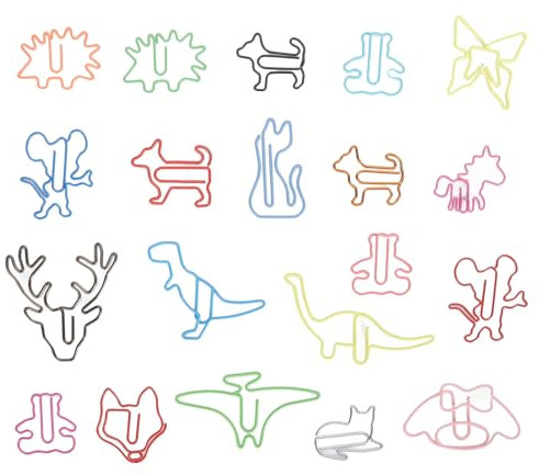 Dekaim 100 Stück Büroklammern in Tierform, Niedlich, Lustig, Metall-Lesezeichen, Büroklammern Für Bücher, Notizen