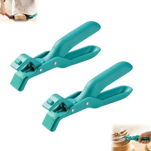 Anti Scald Bowl Holder, Multi-Purpose Anti-Scald Bowl Holder Clip for Kitchen, Plate Clamp Pot Pan Gripper Clip, Hot Plate Gripper Silicone Clamp Kitchen Tool for Toaster Pizza Pan (2PCS Green)