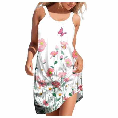 Damen Kleid mit überschnittenen Schultern, Shirt-Kleid für Frauen Tall Sommerkleid Mit Taschen Athletic Fit Vintage Kleider Damen Komfort Cocktailkleider für Damen