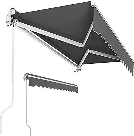 GLFNB Außenmarkise, Manuell einziehbare Terrassenmarkise, Verstellbarer Sonnenschutz, Wasserdicht Und UV-beständig, Sonnenschutzabdeckung Für Außenfenster Für Garten, Balkon, Hof, Grau, 2,5x1,5m