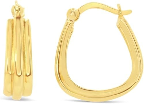 ARS-ARGENTI Boho Ohrringe Damen Mädchen Sterling Silber 925 Gold 18K - hypoallergen (Luxuriöse Creolen in U-Design DELILAH Sterling Silber 18K vergoldet 19x17mm)