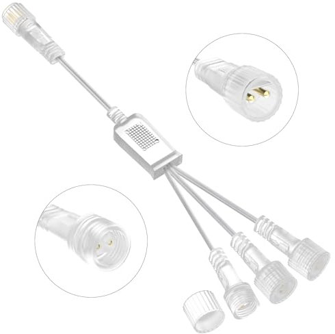 Splitter Connector for Christmas Lights, BOLWEO 2Pin Christmas Light 3 Way Clear Splitter Cable, IP65 Waterproof Extension Cable Connector for Outdoor Garden Lights, G40 Globe Lights, LED Fairy Lights