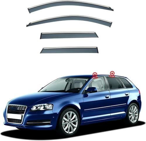 YYlong Windabweiser Regenabweiser für Audi A3 Sportback 8P 2004-2012 Sonnenblenden Regen Wetterschutz Luftabweiser Regenabweiser Seitenfensterabweiser