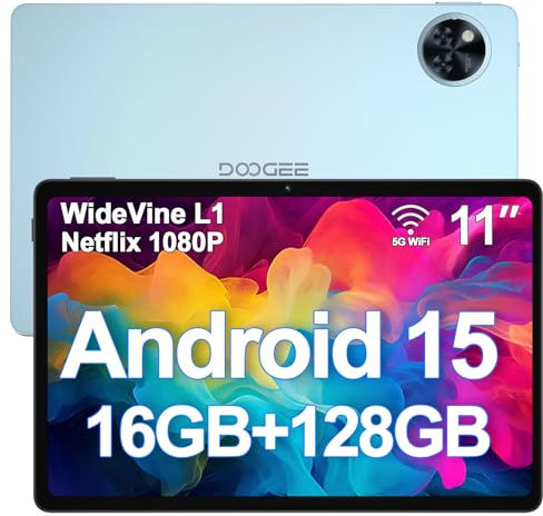 DOOGEE U11 Android 15 Tablet 11 Inch - 2025 Newest Android Tablets 16GB+128GB/2TB, 8580mAh, 90 Hz Octa-Core Gaming Tablet, Widevine L1, Netflix 1080P, BT5.0, 5G WiFi,13MP+5MP, GPS, OTG - Blue
