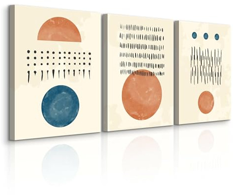 Muralo Wandbilder 3er-Set, Boho, Abstrakte Azteken-Muster - 30x40 cm | Leinwandbild, Modernes Design, Aufhängefertig, UV-beständig - ideal für Wohnzimmer und Schlafzimmer, edle Optik