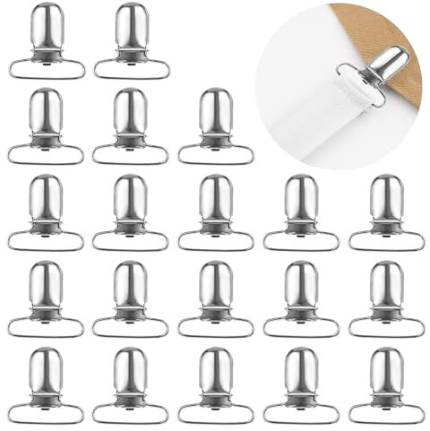 cobee 20 Stück Hosenträger-Clips, Metall Hosenträger Clips Scnullerkettenclips Entenschnabel für Bettlakenverschlüssen Trägern Lätzchen-Clips