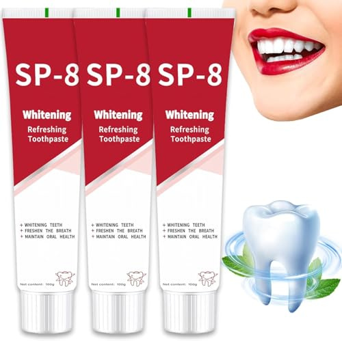 FLLUOUZH SP-8 Probiotische Zahnpasta, Ultra Whitening, Frischer Atem, Tiefenreinigung (3 Stück, 100g)
