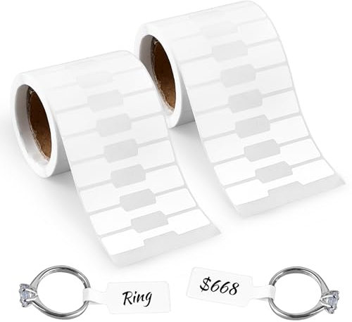 Bewudy 1000 Stück Preisschilder Anhänger Klein, Selbstklebende Schmuck Preisschilder Aufkleber 21 x 12 mm Preisetiketten Weiß Blanko Schmucketiketten Aufkleber für Halskette Ohrringe Armband Ring