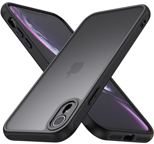 Mugust Matt Hülle für iPhone XR 6,1 Zoll, Handyhülle Mattierte Durchscheinende Rückseite Schutzhülle für iPhone XR (Schwarz)