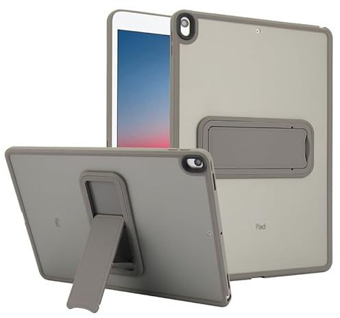 Coque pour iPad Air 3, iPad Pro 10,5 avec béquille, fine et légère, douce au toucher, coque de protection rigide en polycarbonate résistant aux chocs, gris