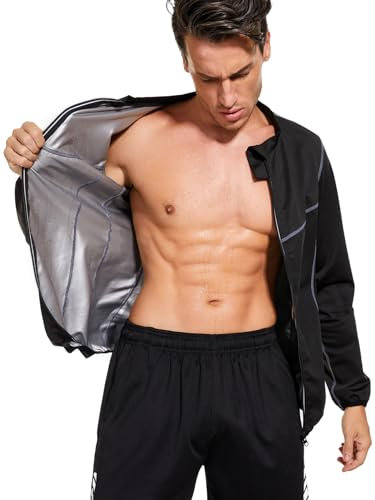 LAZAWG Sauna Suit for Men Sweat Shirt Long Sleeve Sauna Jacket Body Shaper Fitness Sweat Top Exercise Gym Running