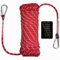 Tread star Corde d'escalade statique de 10 à 50 m, corde d'escalade, de sécurité, en nylon, haute résistance, avec mousqueton, pour camping, randonnée, extérieur (rouge, 10 à 50 m)