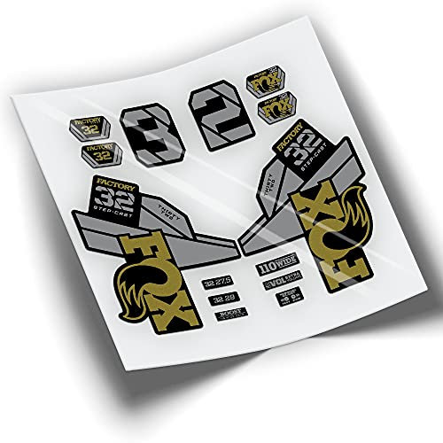 REF:VP404 Stickers Compatible with Fox 32 SC Factory bike forks, MTB, stickers, decals for mountain bikes (CHROME-GOLD)