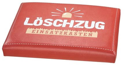 TAG2 BY SUZENNA Outdoor Hocker Bierkiste, Sitzaufsatz Modell: LÖSCHZUG, Material Kunstleder, Maße 44 x 34 x 5 cm, Farbe rot, gerüstet für jeden Einsatz