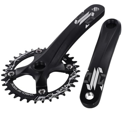 GLFLOW Guarnitura quadrata conica 170 mm 104BCD 32T 34T 36T 38T con corona stretta denti larghi per mountain bike velocità singola 8 9 10 11 (solo manovella)