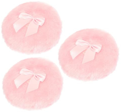 Toyvian Runde Plüsch Puderquaste mit Schleife 3 Stück-pack Weich und Hautfreundlich für Babypuder und Loses Puder