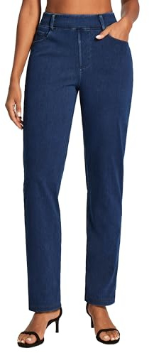 IUGA Straight Leg Jeans for Women Stretchy Pull On Sweatpant Jeans Women High Waisted Bootcut Jean Trendy Denim Pants Dark Blue