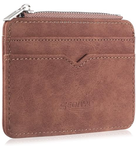 Kartenetui Herren Leder Kartenetui,Slim Wallet Herren,dünner Cardholder Herrens, Karten Portmonnaie,Kreditkartenetui,Leder Portmonee für Scheckkartenetui Kreditkartenhülle Visitenkartenetui(Braun)