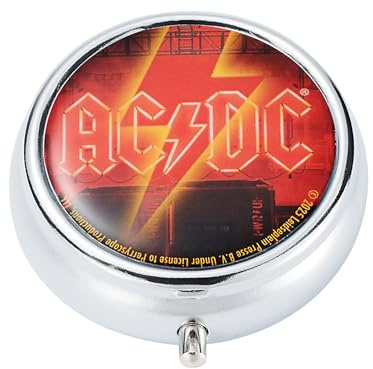 Taschen ASCHENBECHER AC/DC Ø5cm mit Deckel Ablagefläche aus Metall rund mini Reiseaschenbecher Taschenaschenbecher Reise Outdoor 4-Varianten 81 (Blitz)
