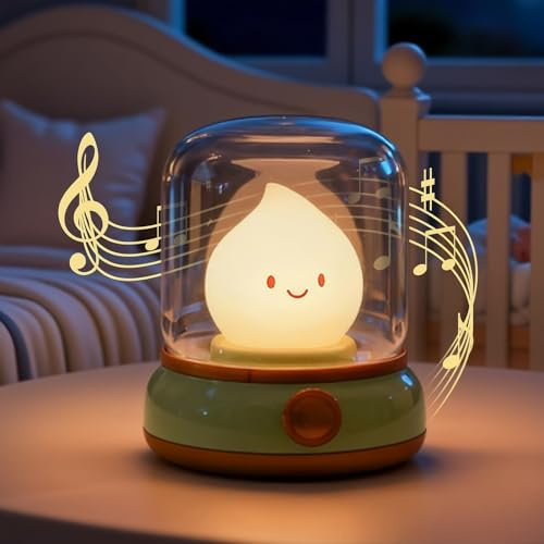 IHALO Niedliche Kerosinlampe White Noise Machine Nachtlicht mit 5 Beruhigenden Klängen, 2 Modi, LED Tischlampe, Warmes Nachtlicht, Campinglampe, Wiederaufladbares Nachtlicht für Kinder und Erwachsene